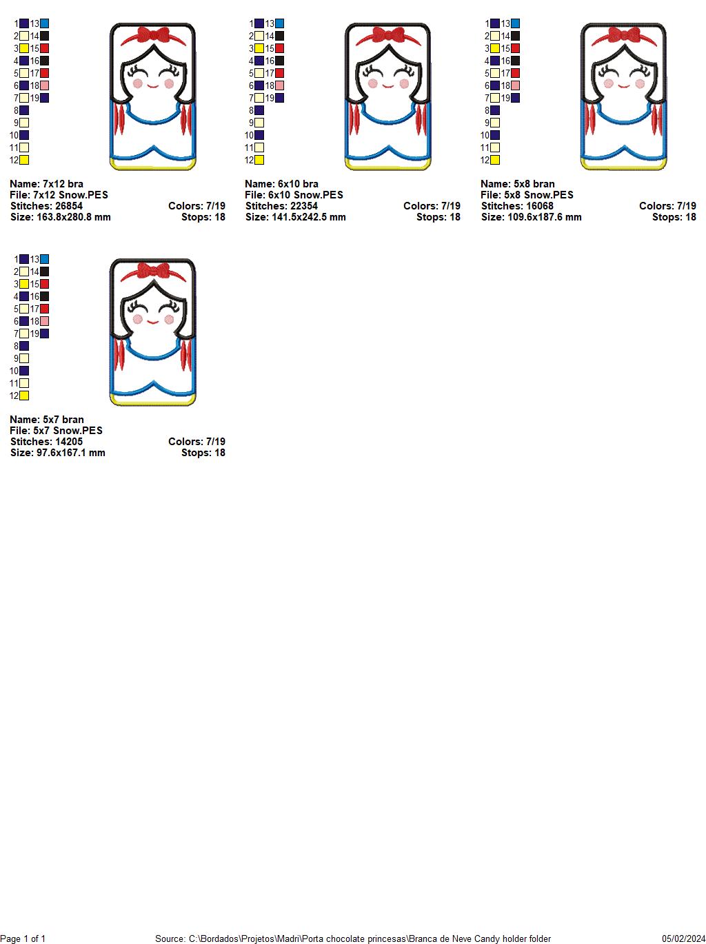 Snow White Princess Candy Holder - ITH Project - Machine Embroidery Design