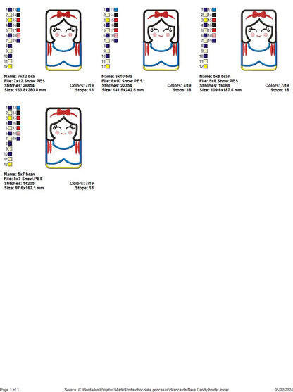 Snow White Princess Candy Holder - ITH Project - Machine Embroidery Design