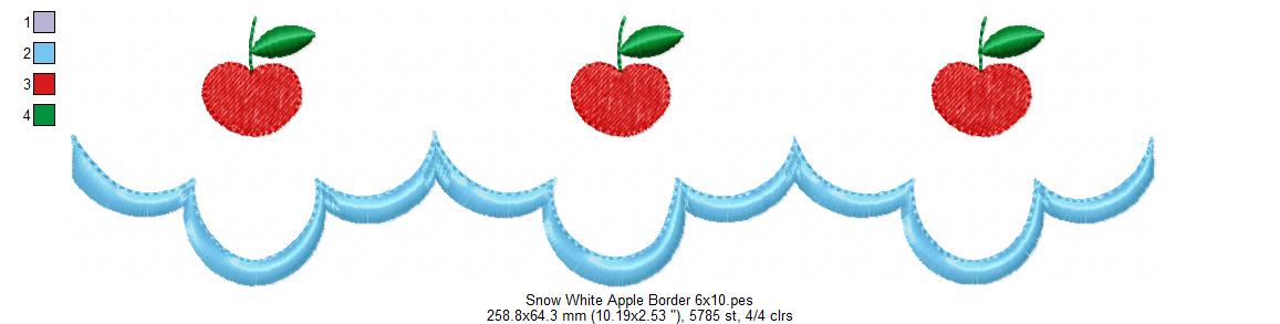 Princess Snow White and Border - Fill Stitch