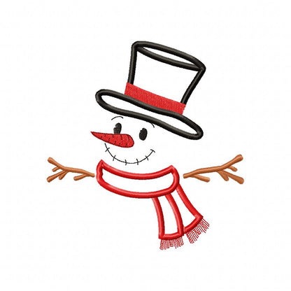 Snowman Cute - Applique - Machine Embroidery Design