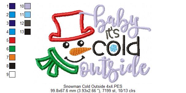 Snowman Baby it's Cold Outside - Applique - Machine Embroidery Design
