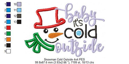 Snowman Baby it's Cold Outside - Applique - Machine Embroidery Design