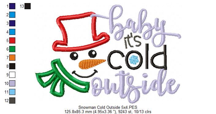 Snowman Baby it's Cold Outside - Applique - Machine Embroidery Design