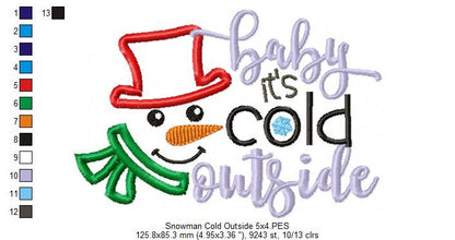 Snowman Baby it's Cold Outside - Applique - Machine Embroidery Design