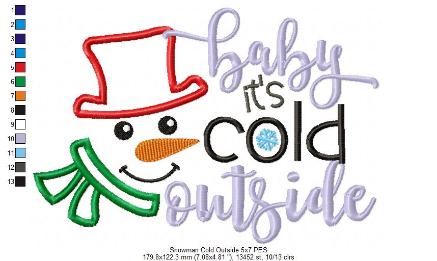 Snowman Baby it's Cold Outside - Applique - Machine Embroidery Design