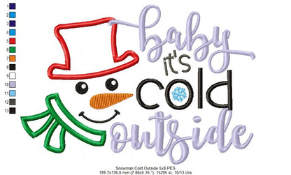 Snowman Baby it's Cold Outside - Applique - Machine Embroidery Design