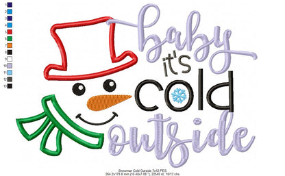 Snowman Baby it's Cold Outside - Applique - Machine Embroidery Design