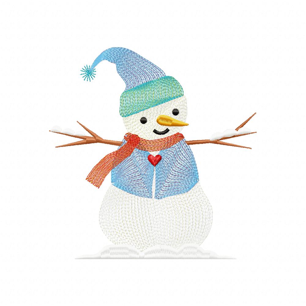 Cute Snowman - Rippled - Machine Embroidery Design