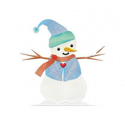 Cute Snowman - Rippled - Machine Embroidery Design