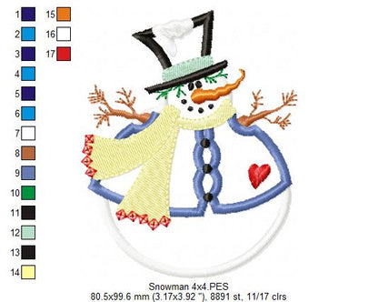 Snowman Christmas – Applique - Machine Embroidery Design