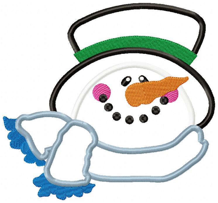❄️ Frosty Snowman Face ⛄ – Applique - Machine Embroidery Design