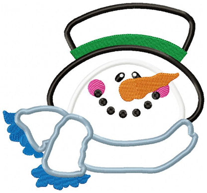❄️ Frosty Snowman Face ⛄ – Applique - Machine Embroidery Design