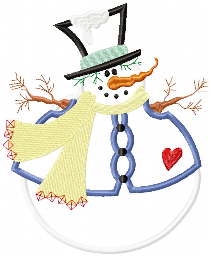 Snowman Christmas – Applique - Machine Embroidery Design
