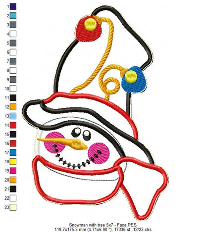 Snowman and Christmas Tree - ITH Project - Machine Embroidery Design