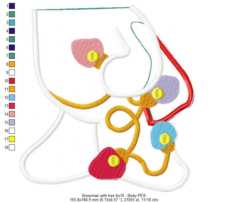 Snowman and Christmas Tree - ITH Project - Machine Embroidery Design