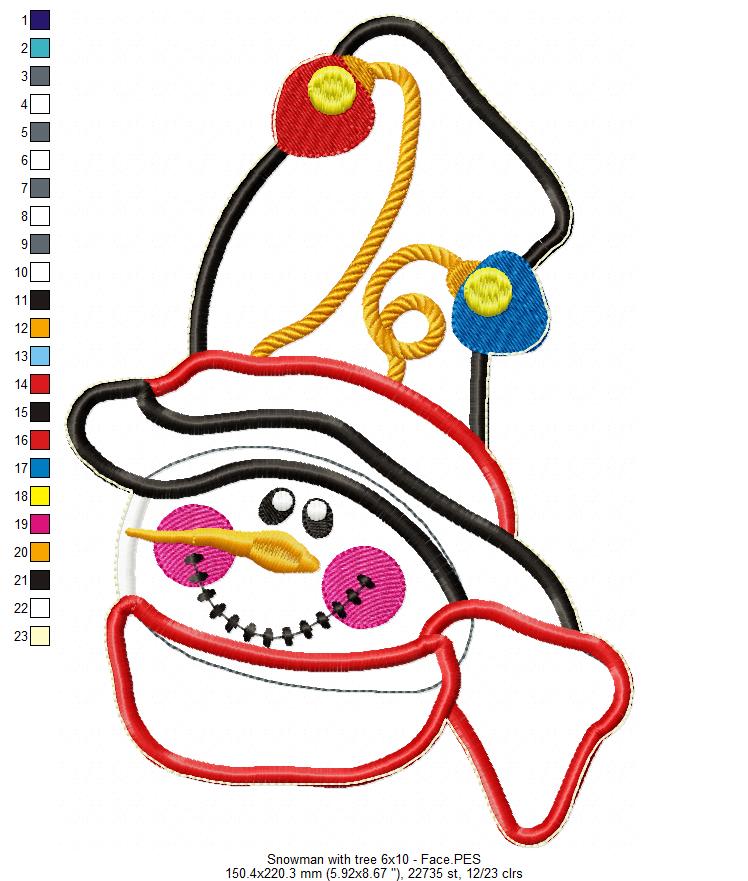 Snowman and Christmas Tree - ITH Project - Machine Embroidery Design