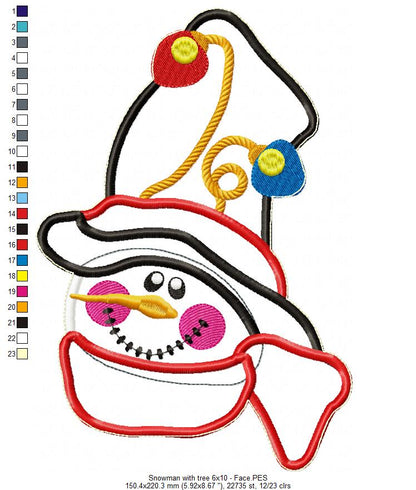 Snowman and Christmas Tree - ITH Project - Machine Embroidery Design