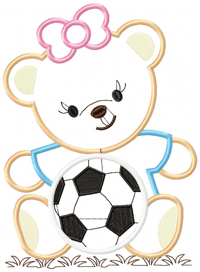 Soccer Sweetheart Bears - Appliqué - Machine Embroidery Design