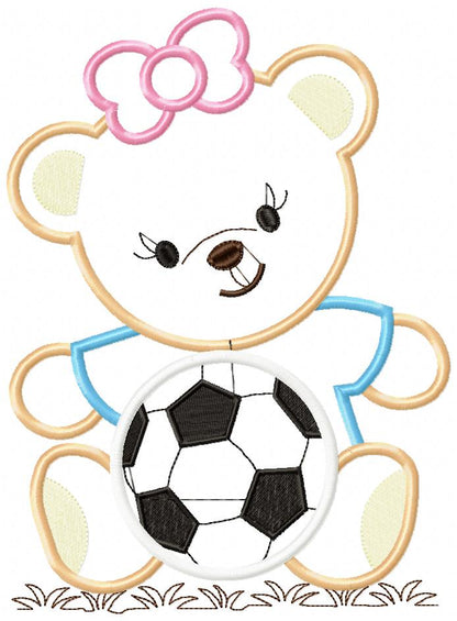 Soccer Sweetheart Bears - Appliqué - Machine Embroidery Design