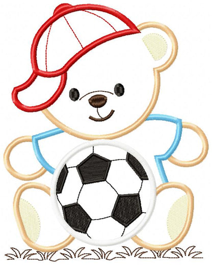 Soccer Sweetheart Bears - Appliqué - Machine Embroidery Design