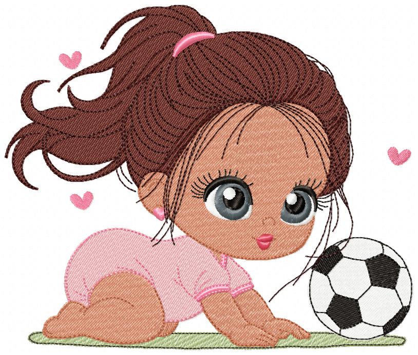 Soccer Girl Baby – Fill Stitch – Machine Embroidery Design
