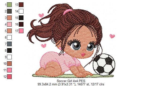 Soccer Girl Baby – Fill Stitch – Machine Embroidery Design
