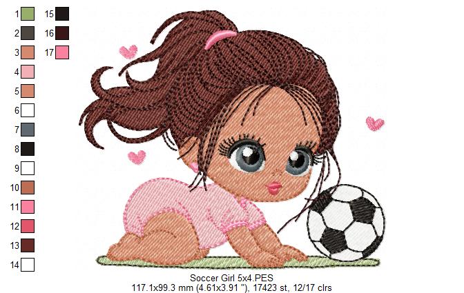 Soccer Girl Baby – Fill Stitch – Machine Embroidery Design