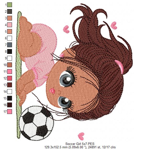 Soccer Girl Baby – Fill Stitch – Machine Embroidery Design