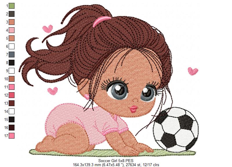 Soccer Girl Baby – Fill Stitch – Machine Embroidery Design