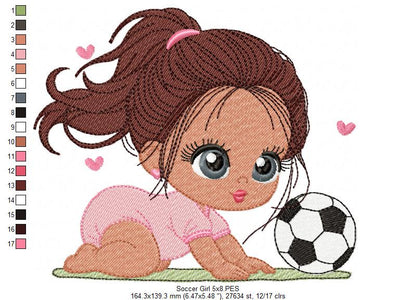 Soccer Girl Baby – Fill Stitch – Machine Embroidery Design