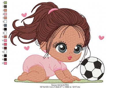 Soccer Girl Baby – Fill Stitch – Machine Embroidery Design