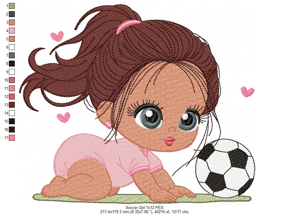 Soccer Girl Baby – Fill Stitch – Machine Embroidery Design