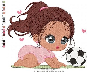 Soccer Girl Baby – Fill Stitch – Machine Embroidery Design