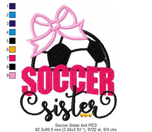 Soccer Sister - Appliqué - Machine Embroidery Design