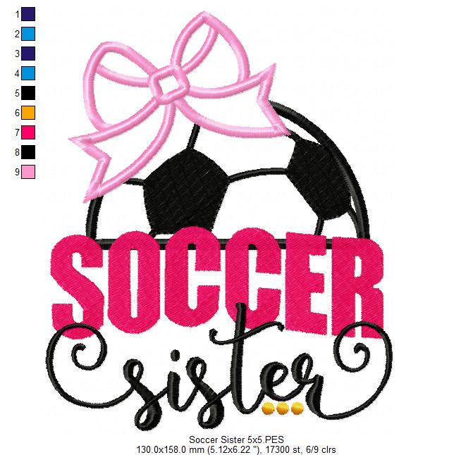 Soccer Sister - Appliqué - Machine Embroidery Design