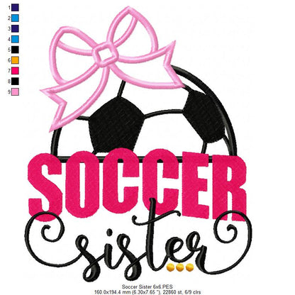 Soccer Sister - Appliqué - Machine Embroidery Design