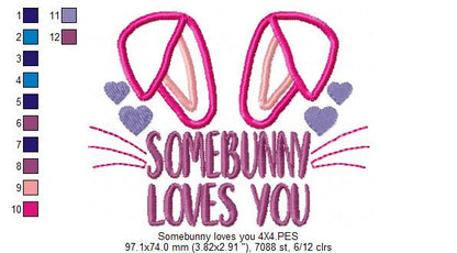 Somebunny Loves You - Applique - Machine Embroidery Design