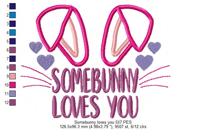 Somebunny Loves You - Applique - Machine Embroidery Design