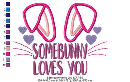 Somebunny Loves You - Applique - Machine Embroidery Design