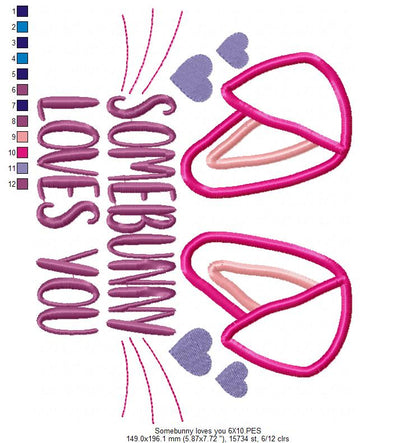 Somebunny Loves You - Applique - Machine Embroidery Design