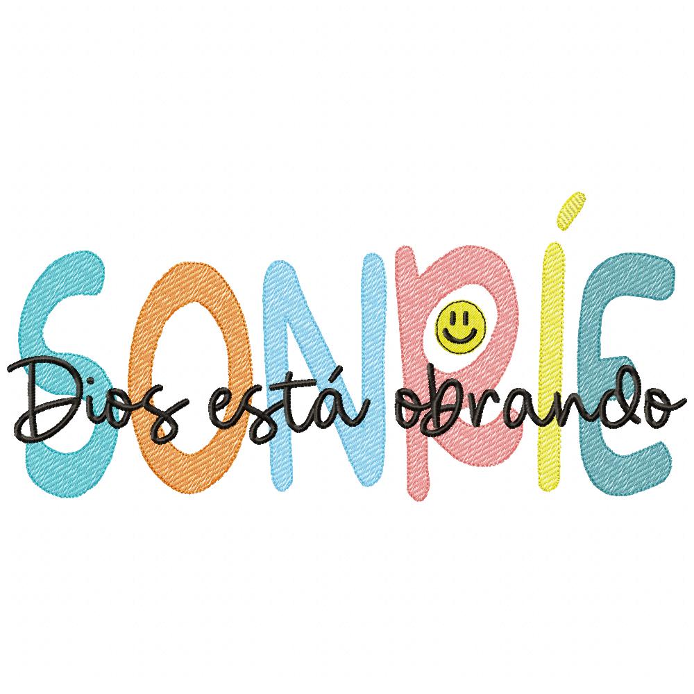 Sonríe Dios Está Obrando - Fill Stitch - Machine Embroidery Design