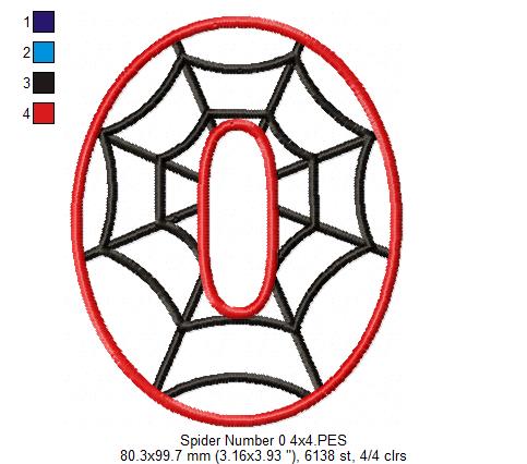 Spider Web Number 0 - Applique Embroidery
