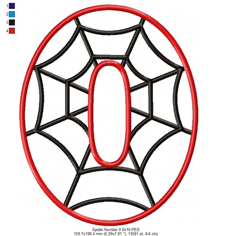 Spider Web Number 0 - Applique Embroidery