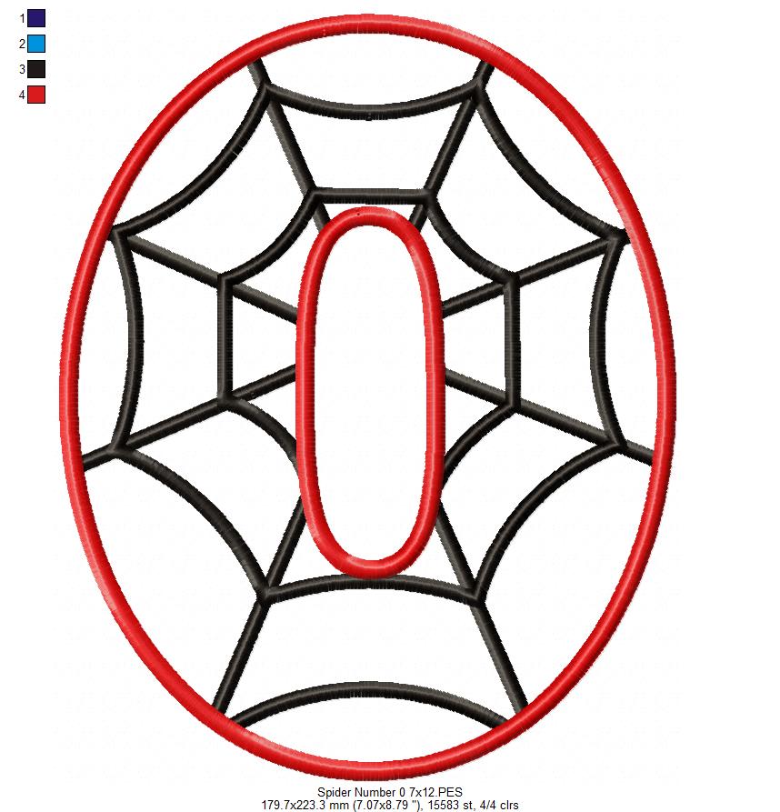 Spider Web Number 0 - Applique Embroidery