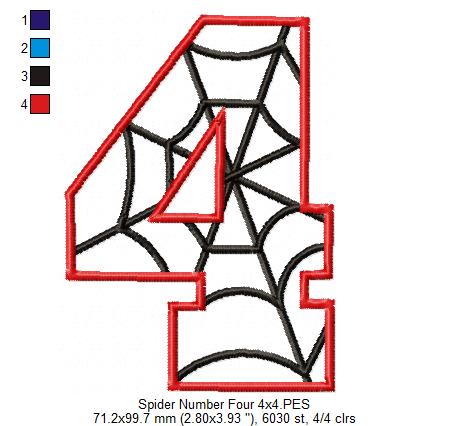 Spider Number Four - Applique - Machine Embroidery Design