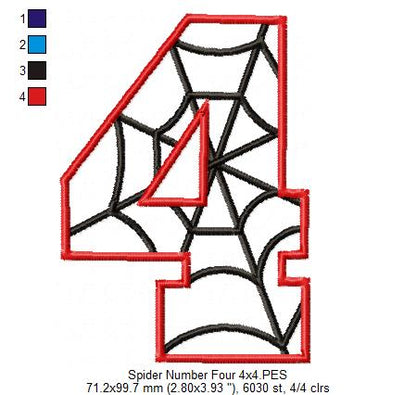 Spider Number Four - Applique - Machine Embroidery Design