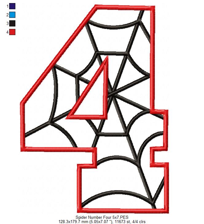 Spider Number Four - Applique - Machine Embroidery Design