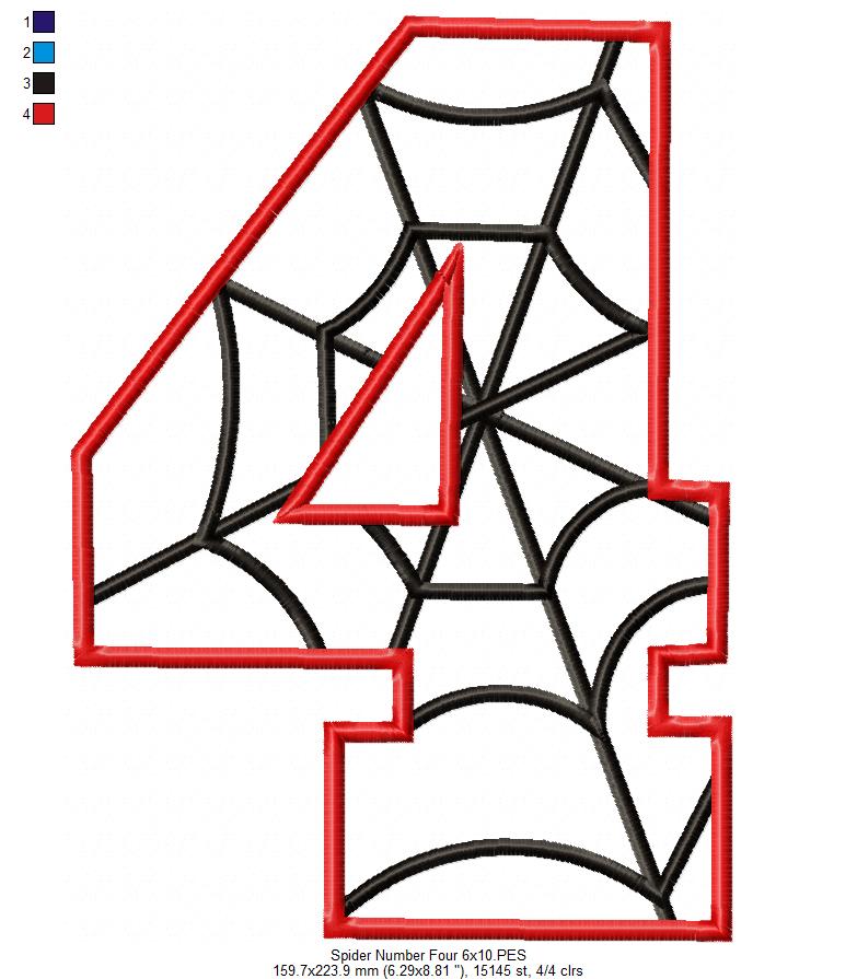 Spider Number Four - Applique - Machine Embroidery Design