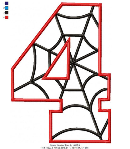 Spider Number Four - Applique - Machine Embroidery Design