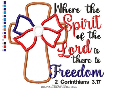 ✨ Where the Spirit of the Lord Is There Is Freedom 🇺🇸 – Applique – Machine Embroidery Design
